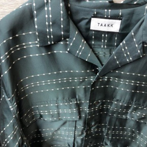 Taakk Medium Green Textured Jacket Collared NWOT - Picture 2 of 6